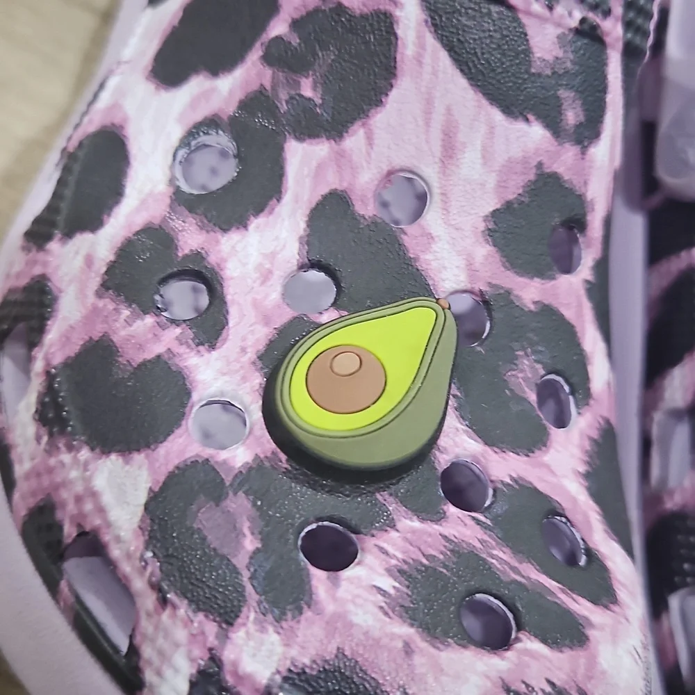 CROCS Kids Platform Clogs in Pink Purple Leopard Print